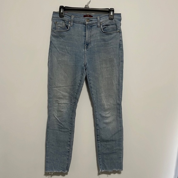 7 For All Mankind Raw Hem Straight Jeans Size 30 - Picture 1 of 12